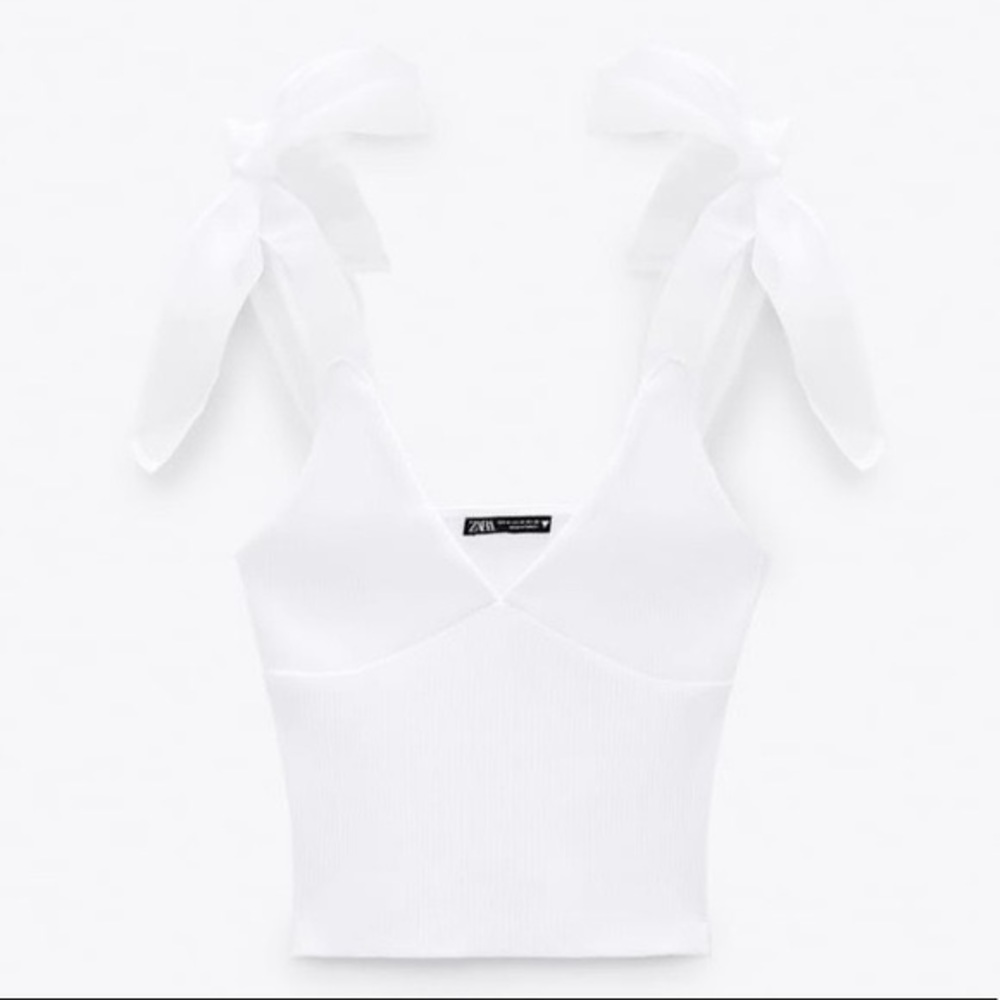 Zara Organza White Bow Top (medium)